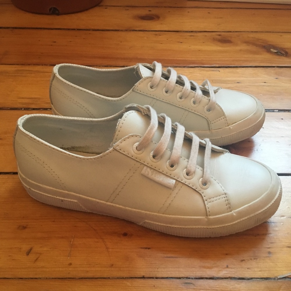 SUPERGA Sneakers - white vegan leather women’s sneakers.